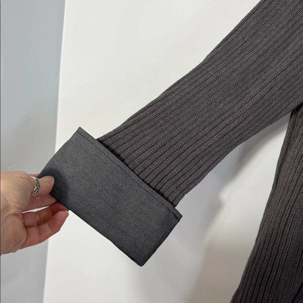 REQ Jacket Grey Double-Breasted Knit  3/4 Cuff Sleeve in Size L  NWT‎